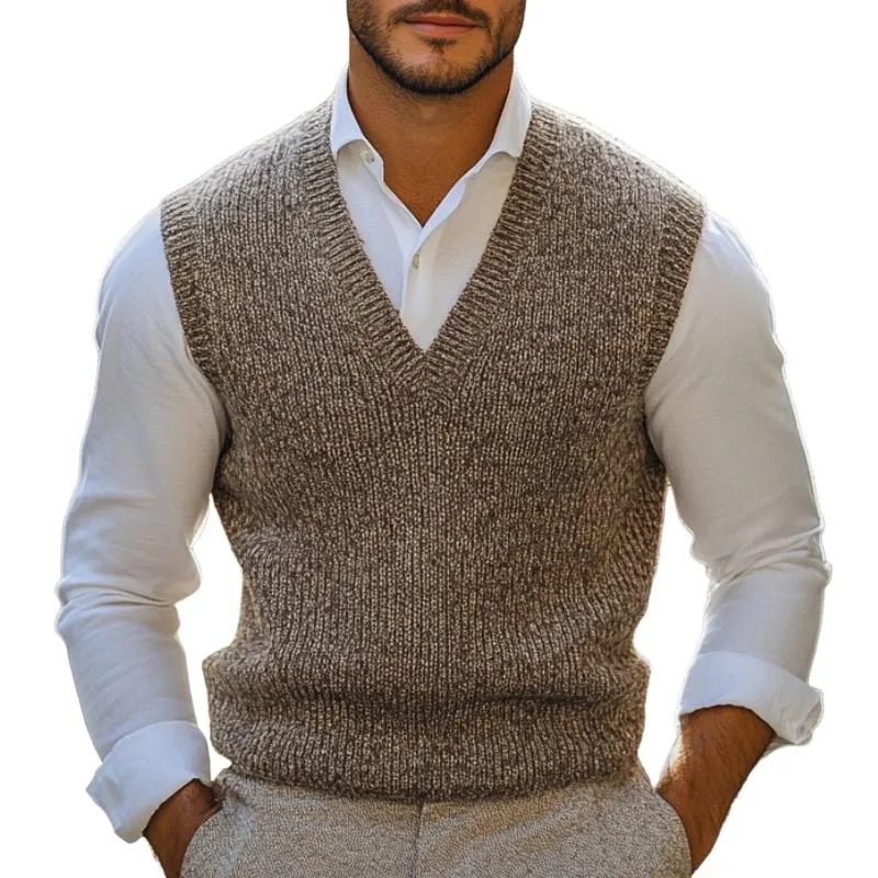 Men's Casual Warm V-Neck Knitted Vest 61138576F sold by Manly