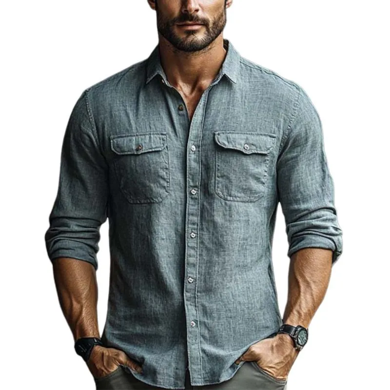 Men's Classic Vintage Slim Pocket Linen Shirt 52587576K sold by Manly