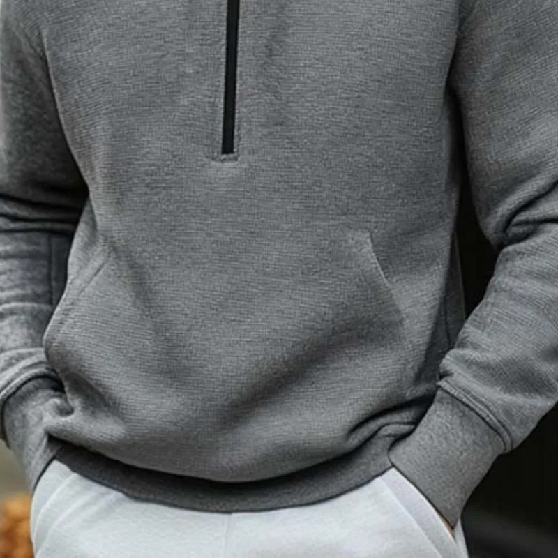 Men's Classic Casual Hooded Zipper Long Sleeve Waffle Hoodie 90943672K sold by Manly product image thumbnail 4