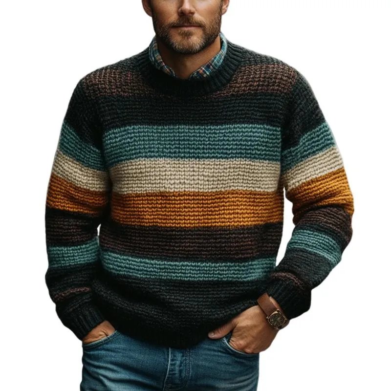 Men's Multicolor Line Crew Neck Knit Sweater 59486199U sold by Manly