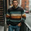 Men's Multicolor Line Crew Neck Knit Sweater 59486199U sold by Manly
