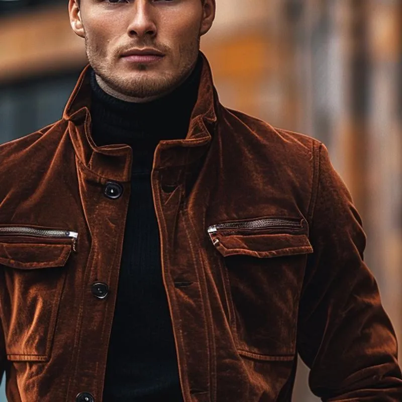 Men's Vintage Velvet Stand Collar Jacket 56350453X sold by Manly product image thumbnail 3