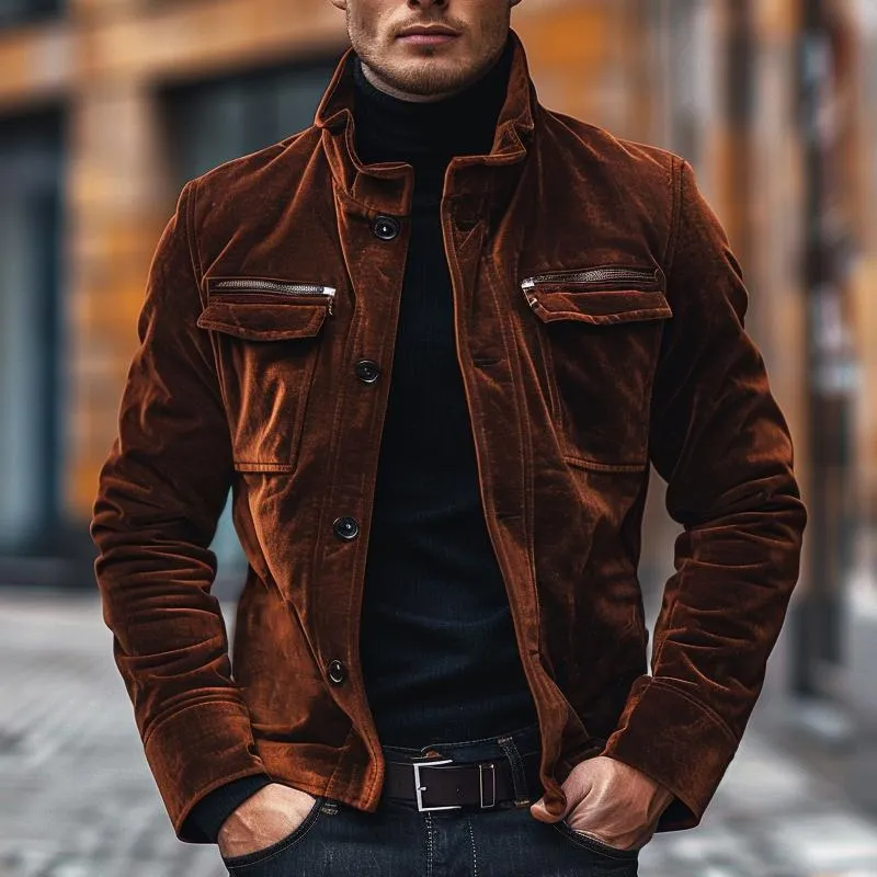 Men's Vintage Velvet Stand Collar Jacket 56350453X sold by Manly product image thumbnail 2