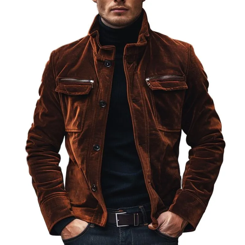 Men's Vintage Velvet Stand Collar Jacket 56350453X sold by Manly