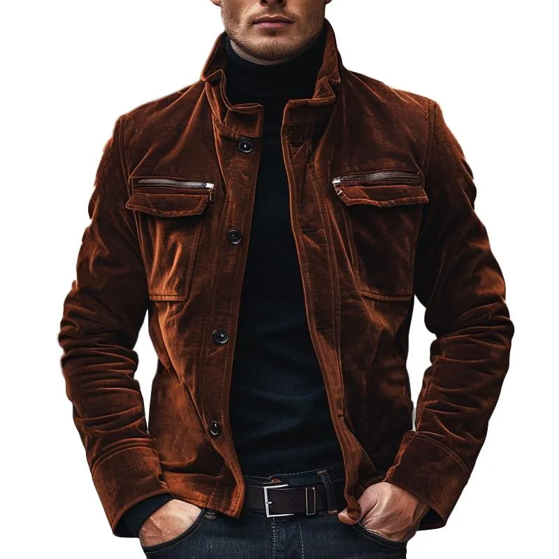 Men's Vintage Velvet Stand Collar Jacket 56350453X sold by Manly