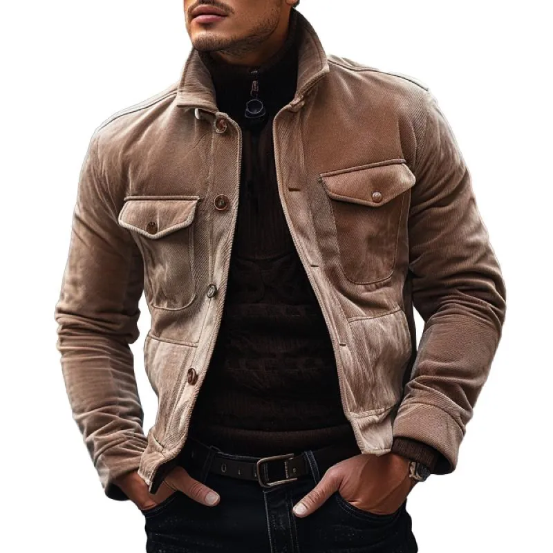 Men's Corduroy Solid Lapel Jacket 27325843X sold by Manly