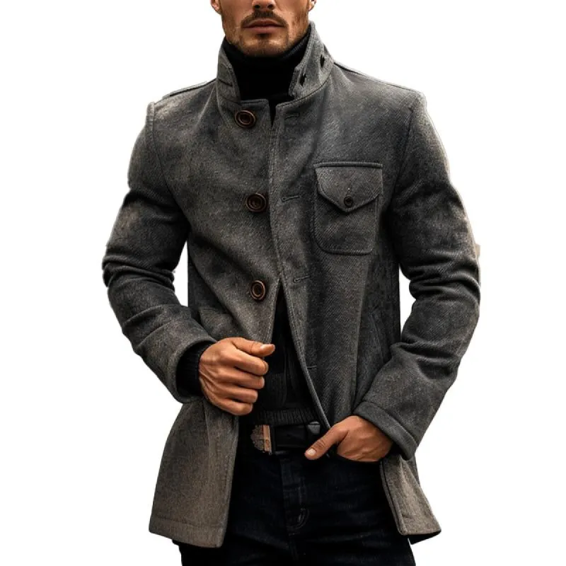 Men's Blended Stand Collar Mid-length Coat 47346961X sold by Manly
