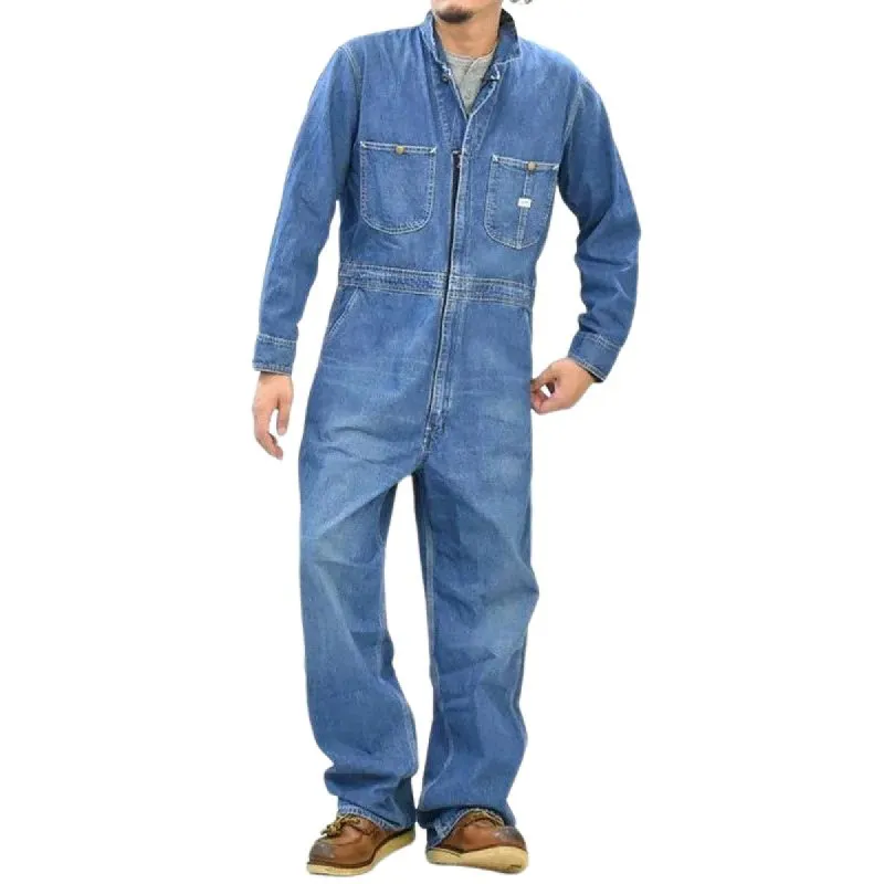 Men's Fashion Lapel Zipper Multi-Pocket Denim Jumpsuit 52522386Y sold by Manly