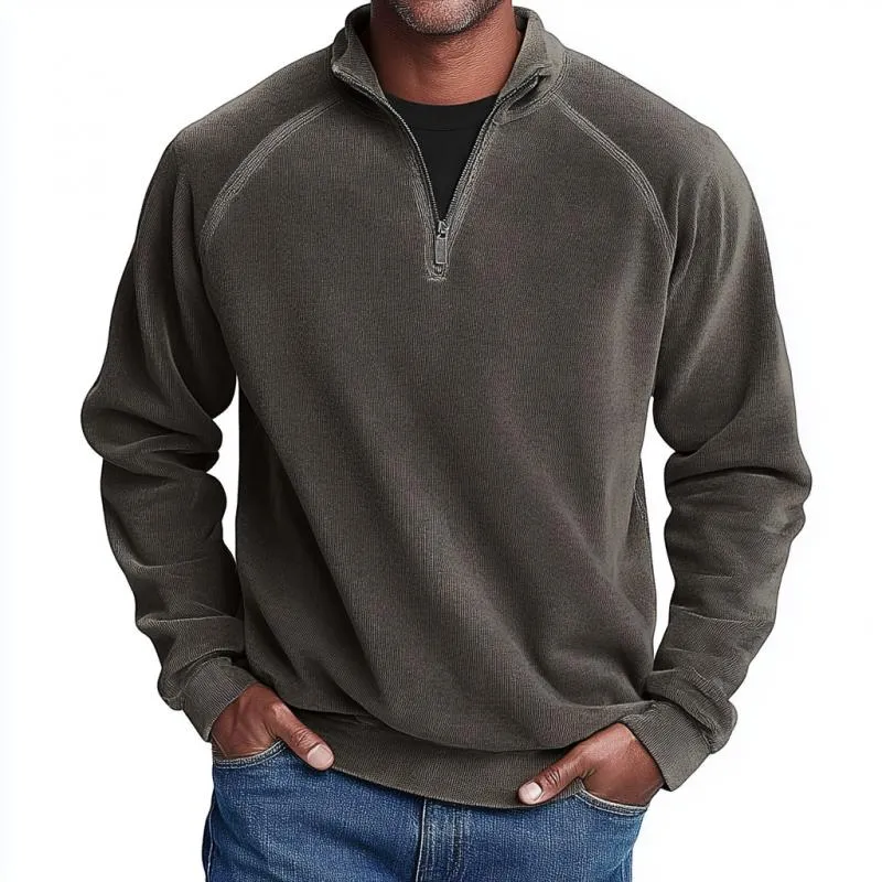 Men's Vintage Corduroy Half-Zip Raglan Sleeves Sweatshirt 99185634Y sold by Manly