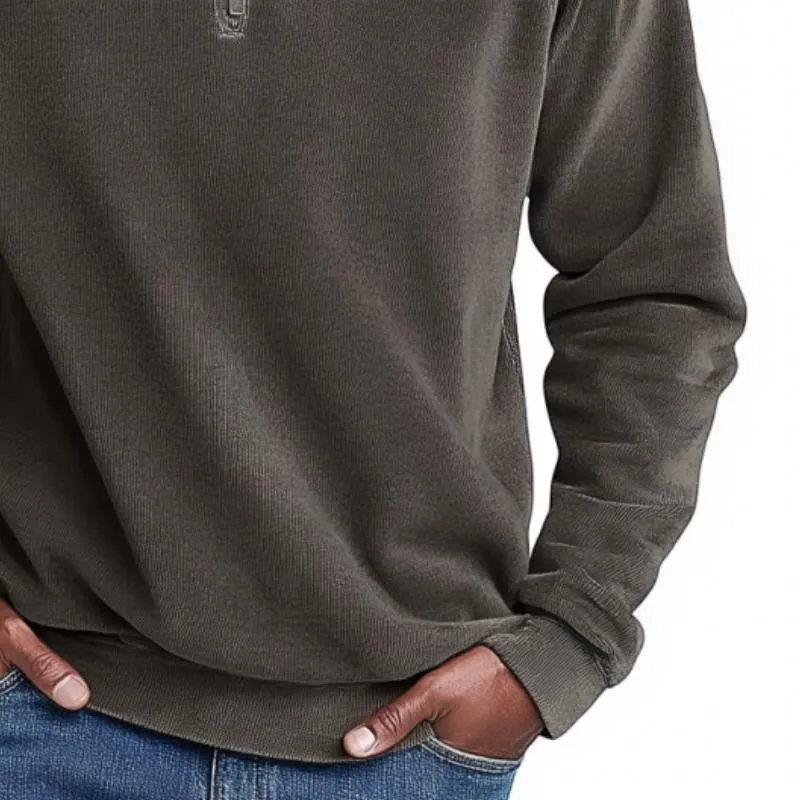 Men's Vintage Corduroy Half-Zip Raglan Sleeves Sweatshirt 99185634Y sold by Manly product image thumbnail 3
