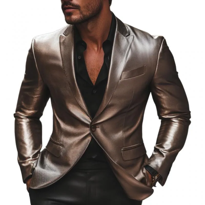 Men's Vintage Leather Peaked Lapel Single Breasted Slim Fit Blazer 21161703M sold by Manly