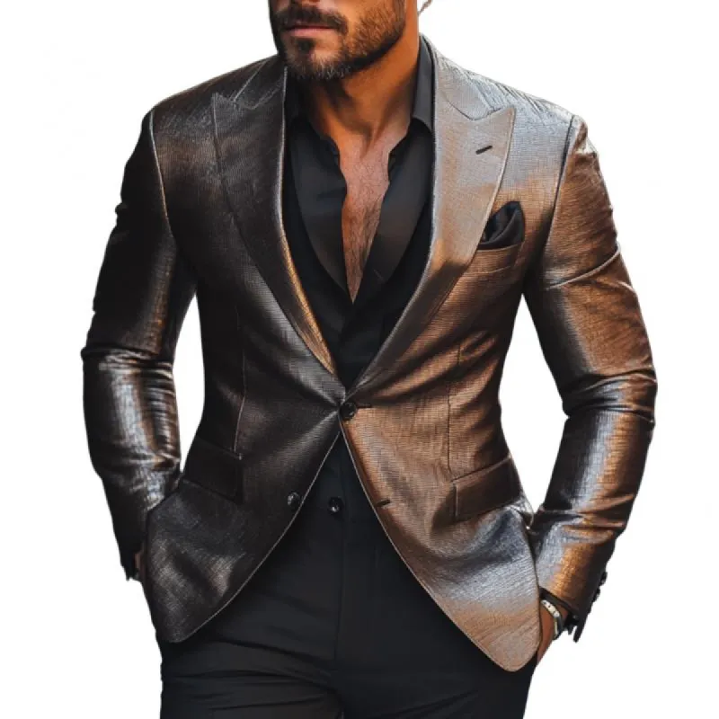 Men's Vintage Leather Peaked Lapel Single Breasted Slim Fit Blazer 35379055M sold by Manly