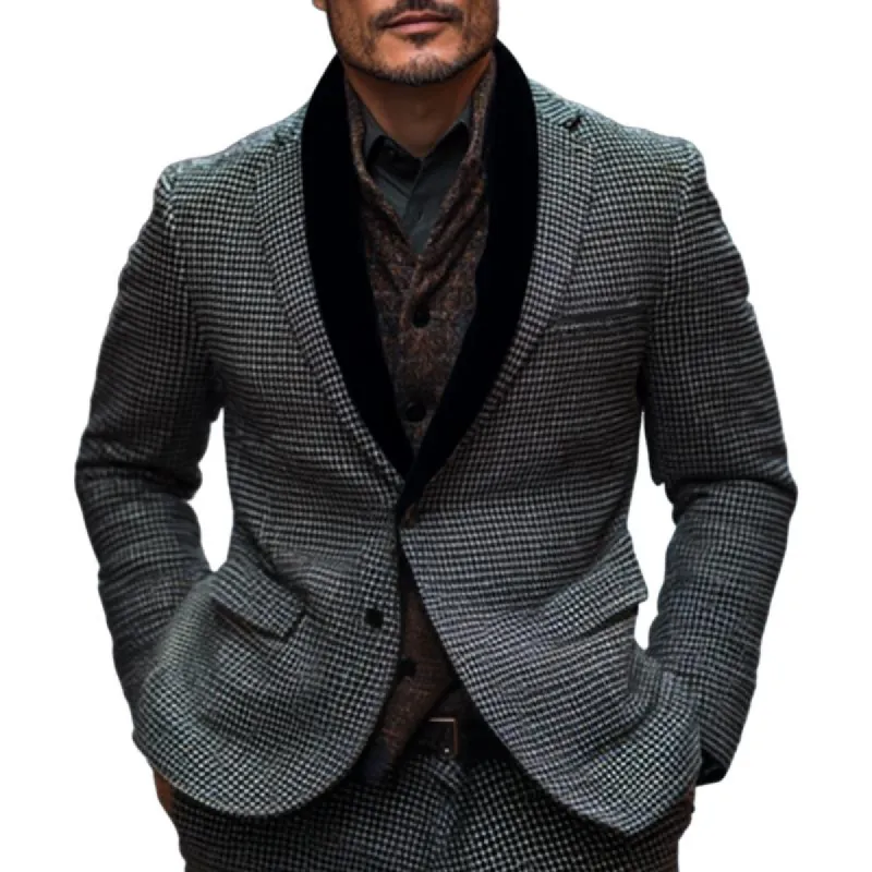 Men's Refined Houndstooth Two-button Double-lapel Blazer 08820006F sold by Manly