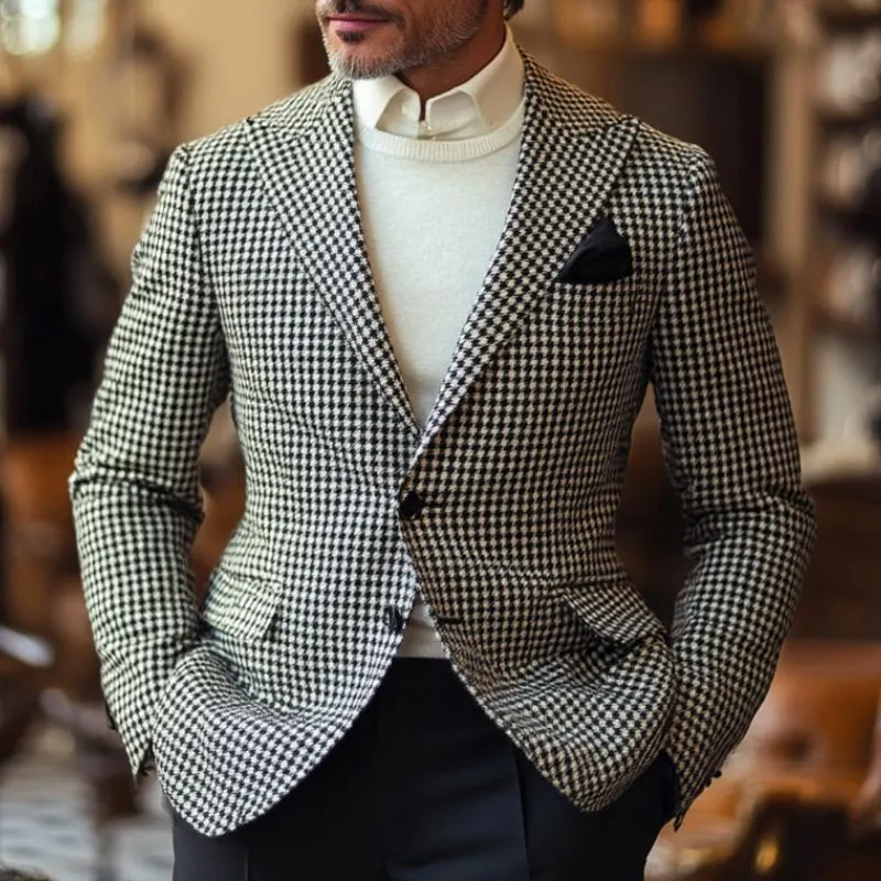 Men's Casual Houndstooth Lapel Blazer 77675781F sold by Manly product image thumbnail 2