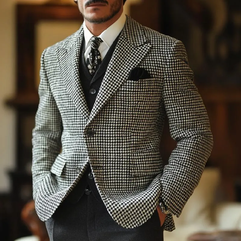 Men's Fashionable Houndstooth Two-button Lapel Blazer 97477077F sold by Manly product image thumbnail 2