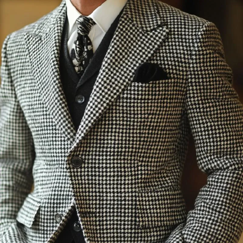Men's Fashionable Houndstooth Two-button Lapel Blazer 97477077F sold by Manly product image thumbnail 3