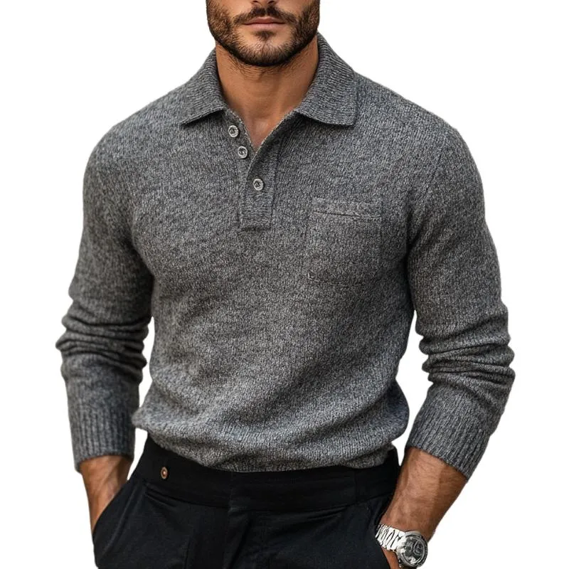 Men's Polo Neck Grey Knit Sweater 71391605U sold by Manly