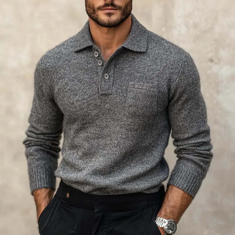 Men's Polo Neck Grey Knit Sweater 71391605U sold by Manly product image thumbnail 2