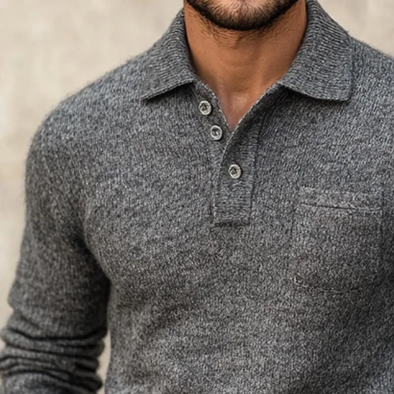 Men's Polo Neck Grey Knit Sweater 71391605U sold by Manly product image thumbnail 4