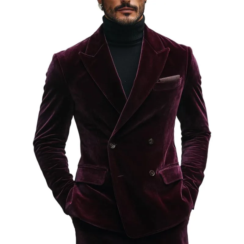Men's Vintage Crimson Velvet Blazer 80372059U made by Manly