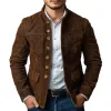 Men's Vintage Suede Stand Collar Button Jacket 22227217U sold by Manly