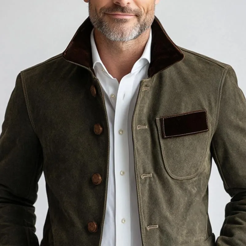 Men's Vintage Suede Patch Collar Button-down Jacket 59189752U sold by Manly product image thumbnail 4