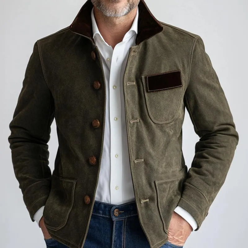 Men's Vintage Suede Patch Collar Button-down Jacket 59189752U sold by Manly product image thumbnail 3