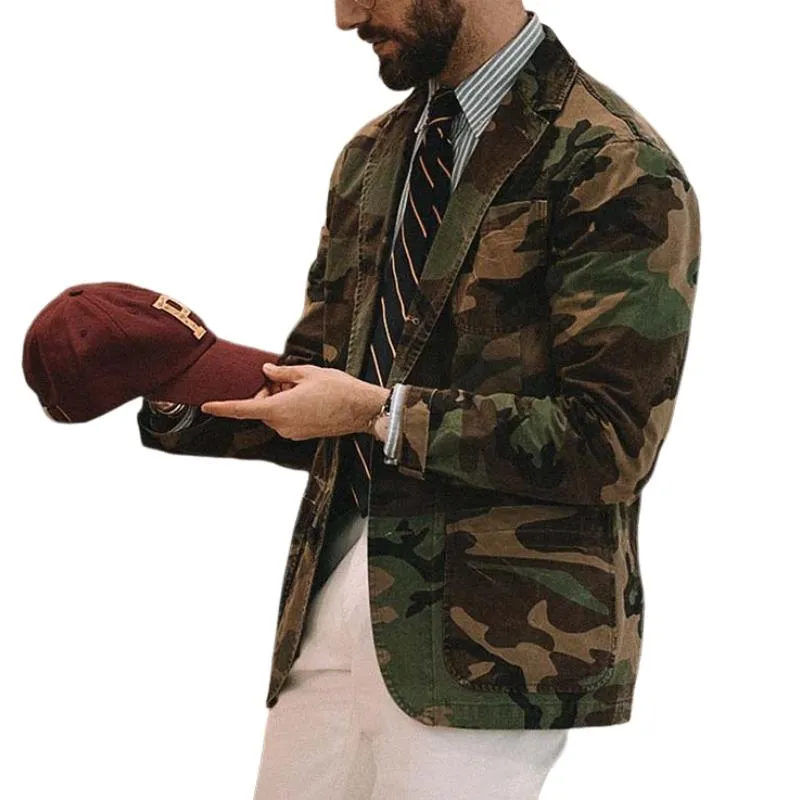 Men's Classic Casual Slim Fit Camouflage Denim Blazer 43255845K sold by Manly