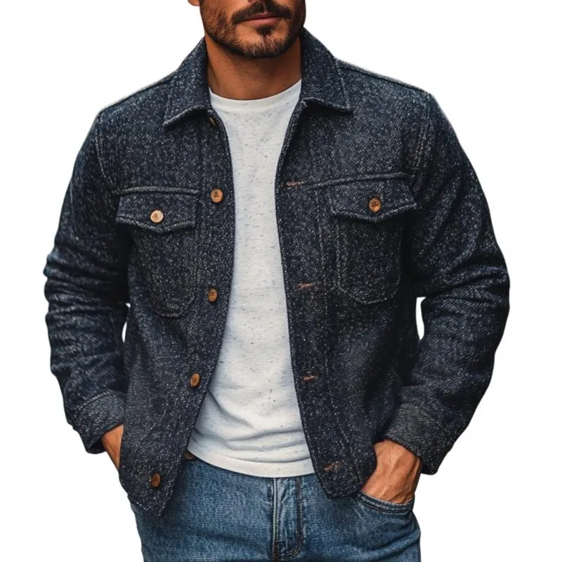 Men's Vintage Tweed Lapel Loose Shirt Jacket 86640098M sold by Manly