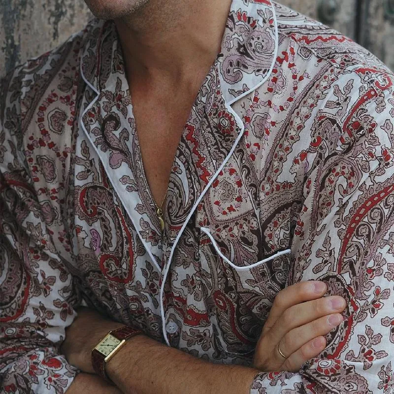 Men's Classic Vintage Pocket Print Slim Fit Rolled Hem Long Sleeve Shirt 67295284K sold by Manly product image thumbnail 3