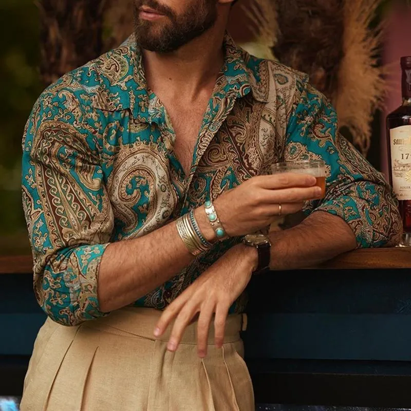 Men's Classic Retro Print Slim Fit Long Sleeve Shirt 09452627K sold by Manly product image thumbnail 2