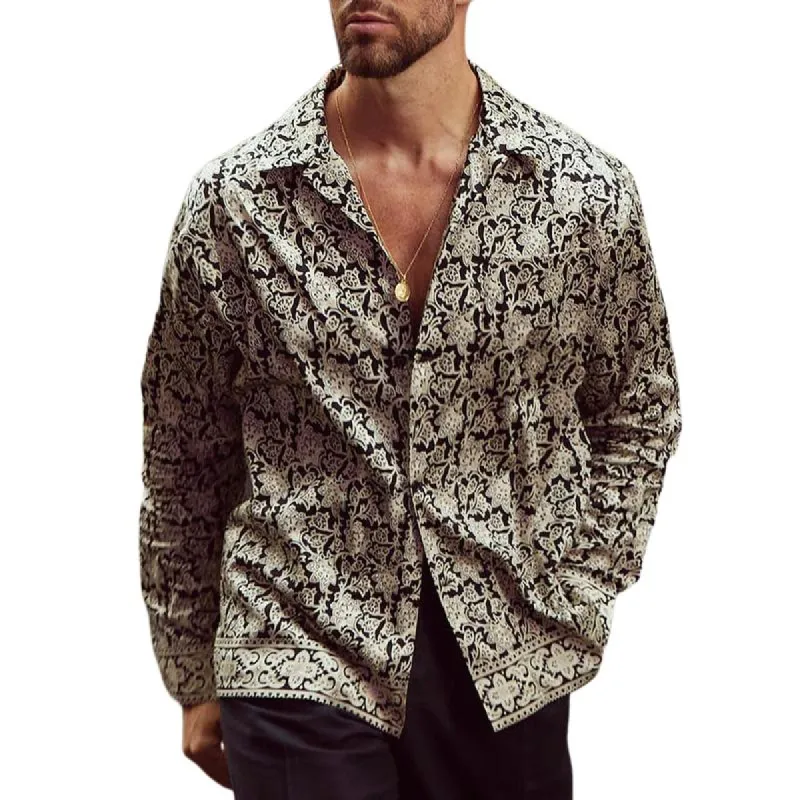 Men's Classic Vintage Print Long Sleeve Shirt 02058342K sold by Manly