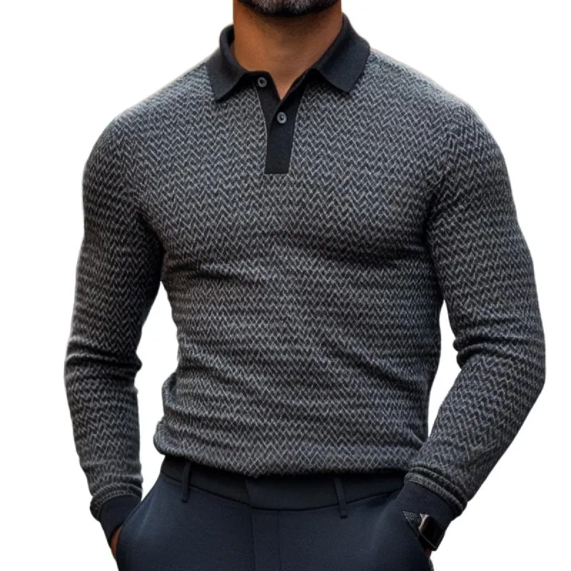 Men's Retro Casual Diamond Lapel Sweater 81233406TO sold by Manly