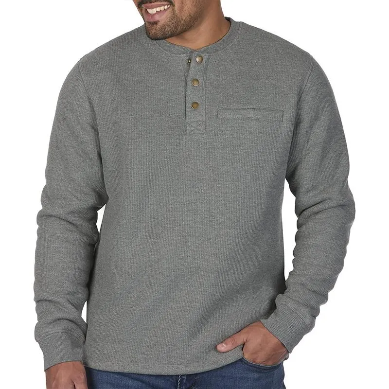 Men's Solid Color Henley Collar Long Sleeve T-shirt 92052616Z sold by Manly