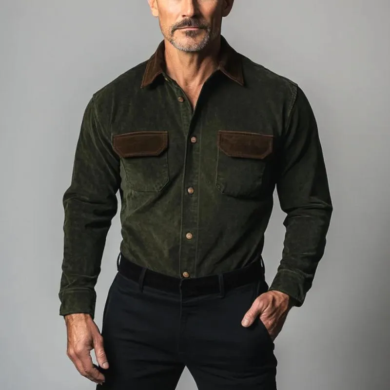 Men's Vintage Suede Colorblock Long Sleeve Shirt 19863452Y sold by Manly product image thumbnail 3