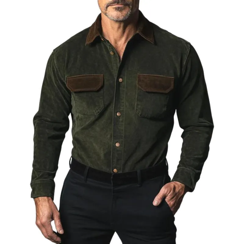 Men's Vintage Suede Colorblock Long Sleeve Shirt 19863452Y sold by Manly