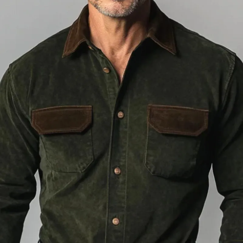 Men's Vintage Suede Colorblock Long Sleeve Shirt 19863452Y sold by Manly product image thumbnail 2