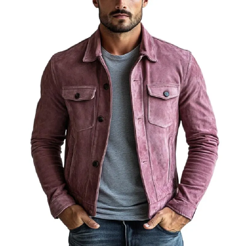 Men's Vintage Suede Multi Pocket Single Breasted Jacket 60538313Y sold by Manly