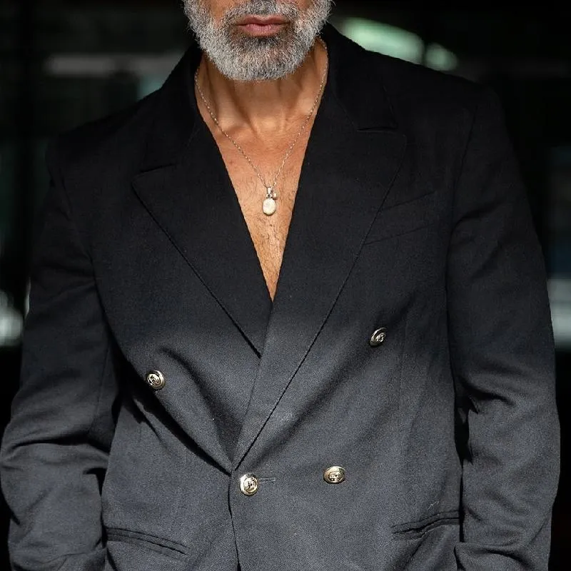 Men's Fashion Faux Cotton and Linen Loose Lapel Double Breasted Blazer 44916306Y sold by Manly product image thumbnail 2