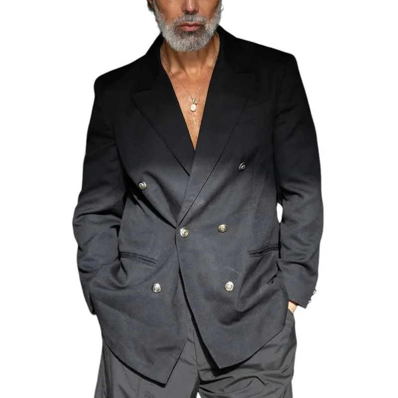 Men's Fashion Faux Cotton and Linen Loose Lapel Double Breasted Blazer 44916306Y sold by Manly