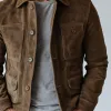 Men's Vintage Suede Buttons Multi-Pocket Lapel Jacket 84627631Y sold by Manly