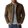 Men's Vintage Suede Buttons Multi-Pocket Lapel Jacket 84627631Y sold by Manly