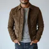 Men's Vintage Suede Buttons Multi-Pocket Lapel Jacket 84627631Y sold by Manly