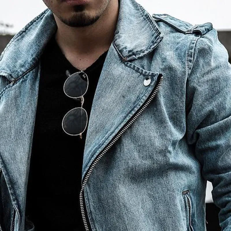 Men's Vintage Notched Lapel Washed Denim Jacket 62235278U sold by Manly product image thumbnail 3