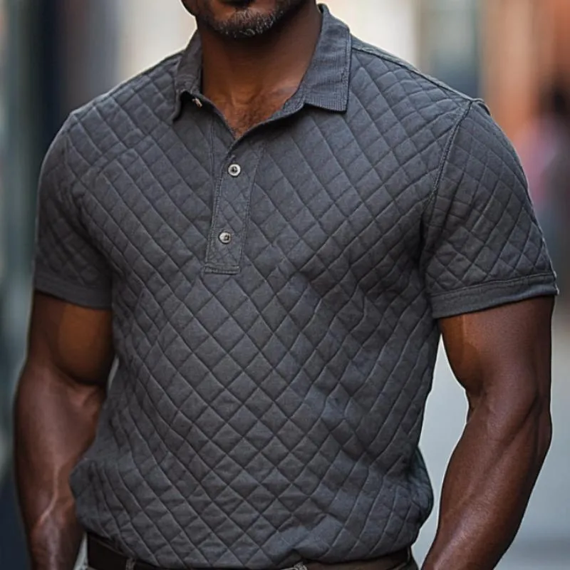 Men's Casual Quilted Short Sleeve Polo Shirt 04646052F sold by Manly product image thumbnail 3
