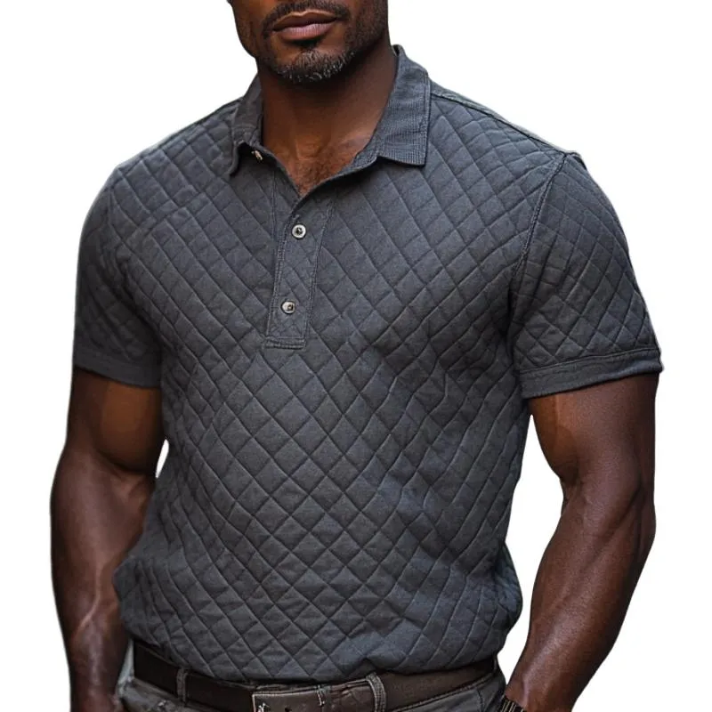 Men's Casual Quilted Short Sleeve Polo Shirt 04646052F sold by Manly