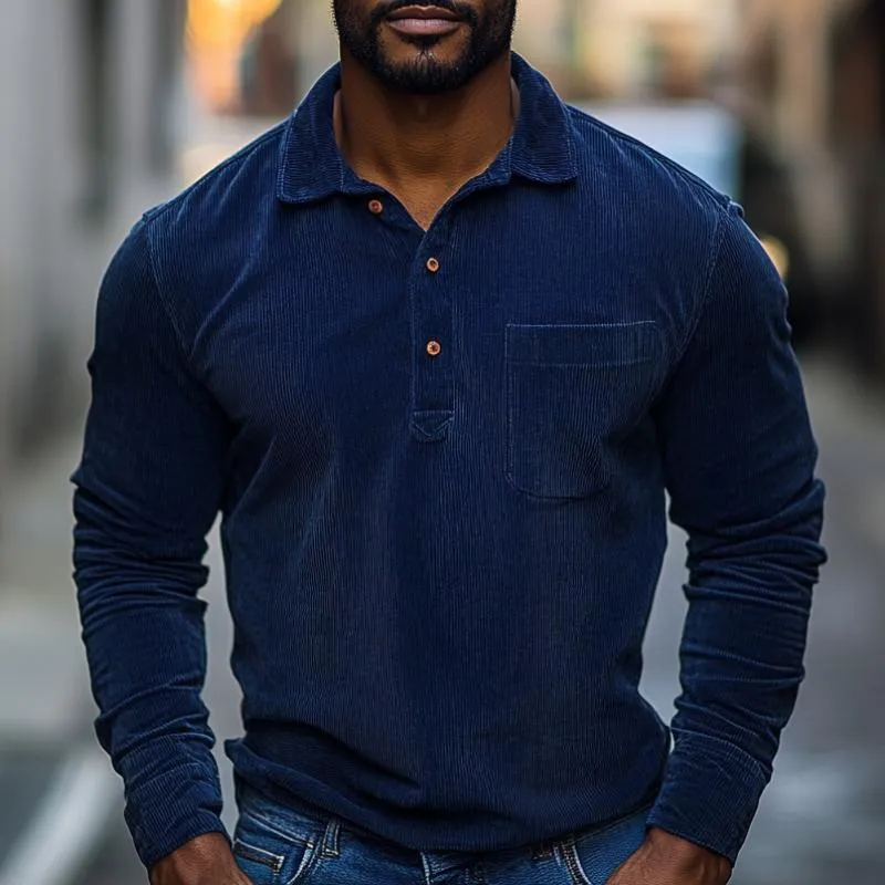 Men's Vintage Premium Corduroy Long Sleeve Polo Shirt 70109888F sold by Manly product image thumbnail 2