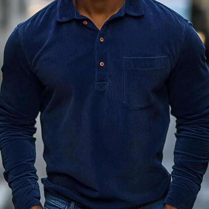 Men's Vintage Premium Corduroy Long Sleeve Polo Shirt 70109888F sold by Manly product image thumbnail 3