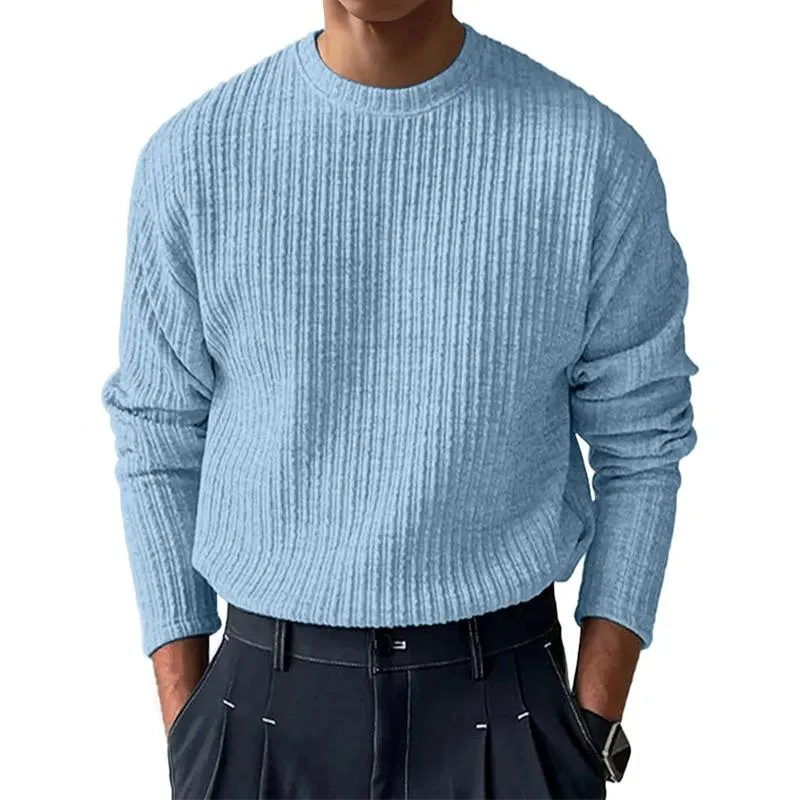 Men's Solid Color Textured Round Neck Long Sleeve T-shirt 13061001Z sold by Manly