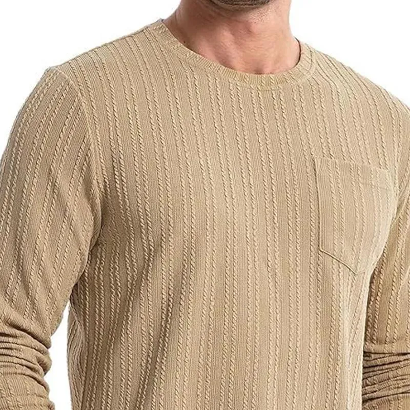 Men's Solid Color Textured Round Neck Long Sleeve T-shirt 64020375Z sold by Manly product image thumbnail 2